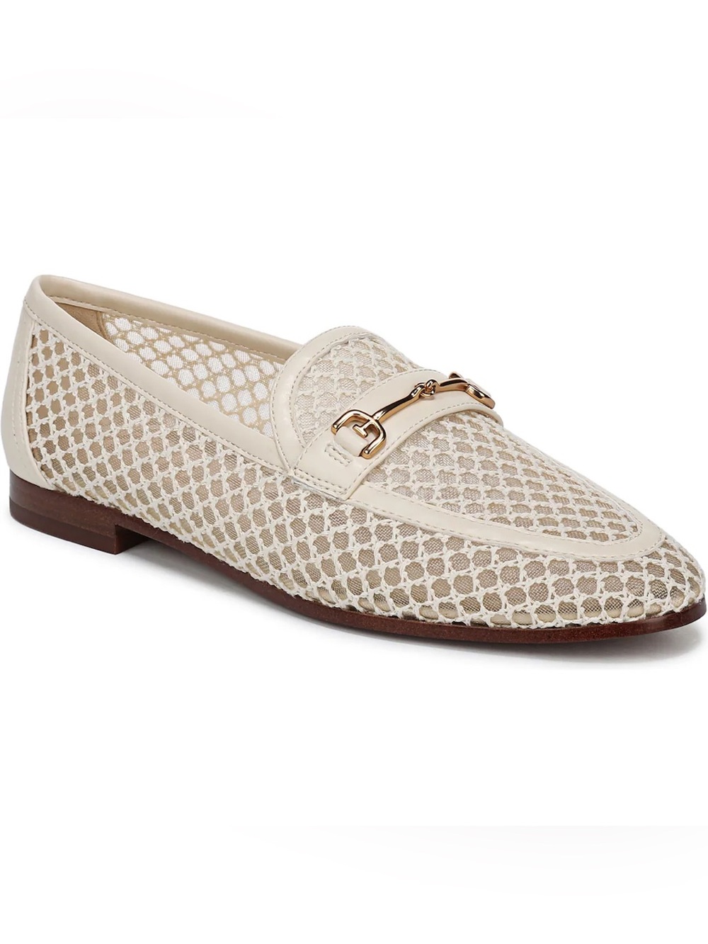 Women's Cream Mesh Loafer with Gold Accent
